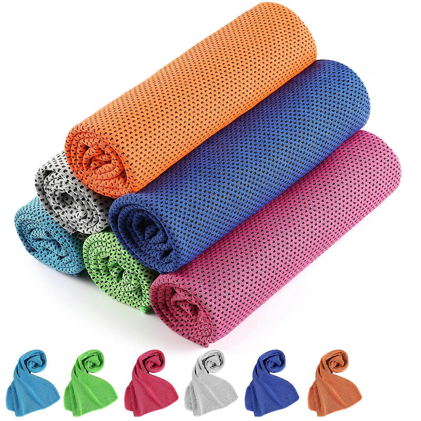 Cooling Towels 6-Pack - Instant Cooling for Hot Weather Multi-Purpose (Assorted Colors)
