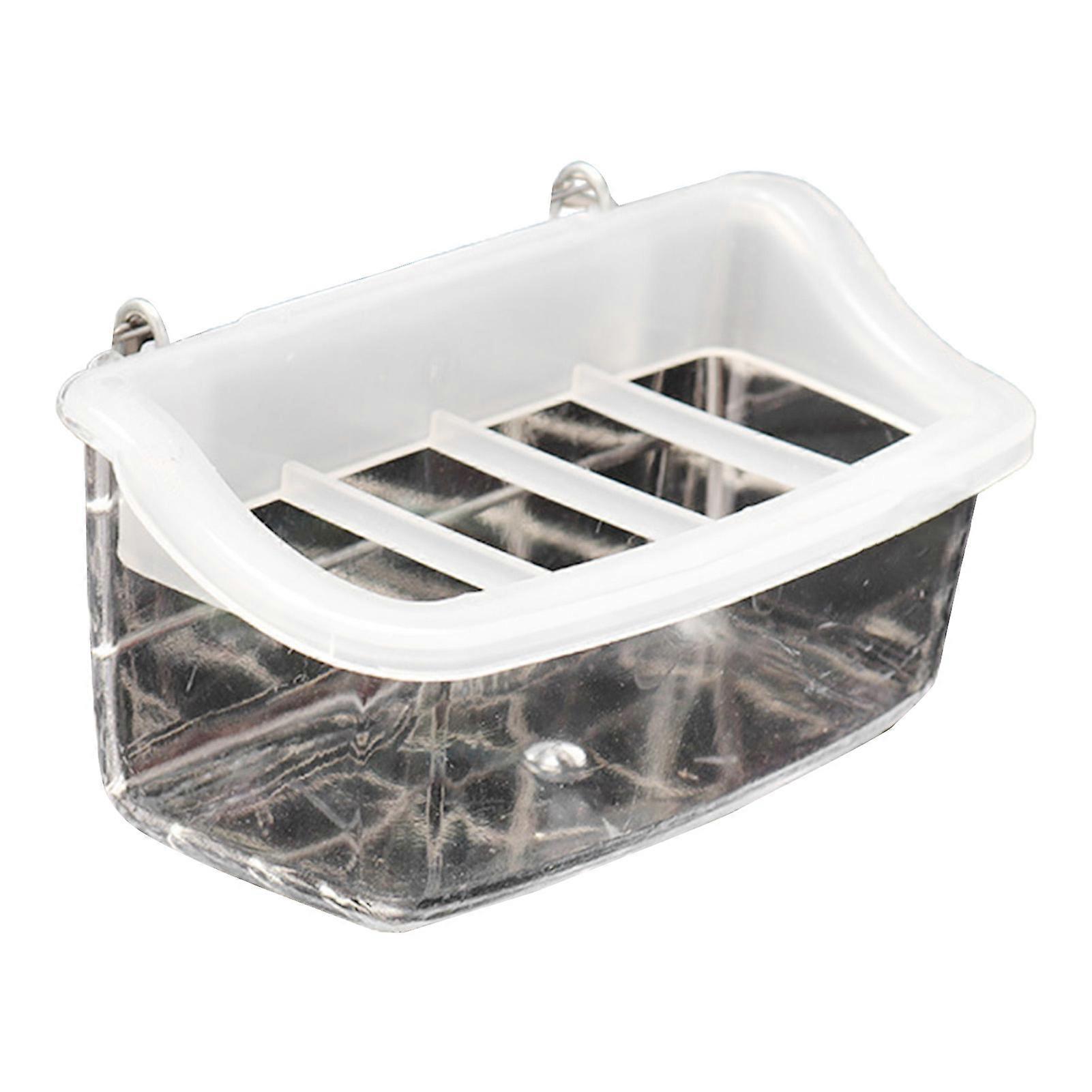 QingHai Bird Food Box Durable Convenient Transparent Hanging Bird Feeder with Anti-Splash Grid for Bird Cage