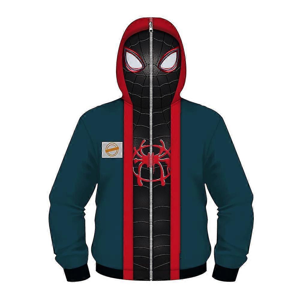 Verse Miles Morales Cosplay Hoodies Spiderman Into The Spider Jacket Coat Kids Boys Girls Hooded Tops