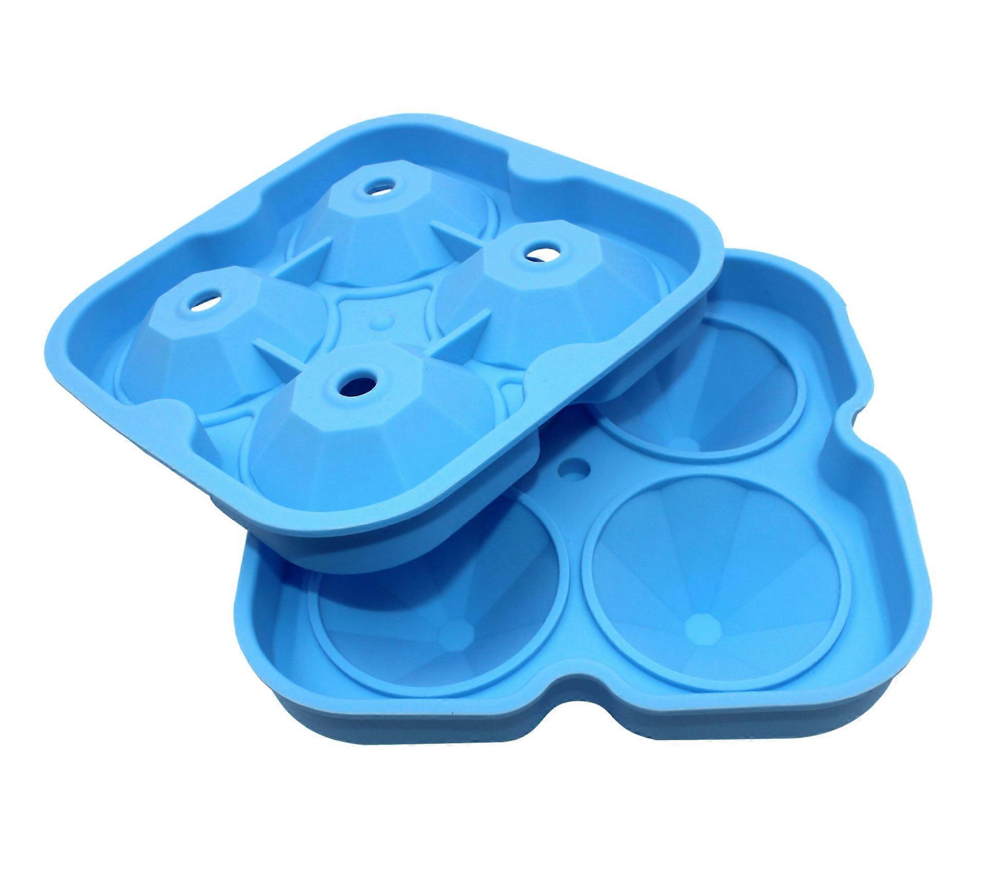 4 Cavity Diamond Shape 3D Ice Cube Mold Maker Bar Party Silicone Trays Chocolate Mold, Black (A-5-F6)