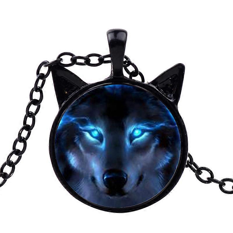 Cabochon Shape Wolf Head Pendant Alloy Necklace for Party