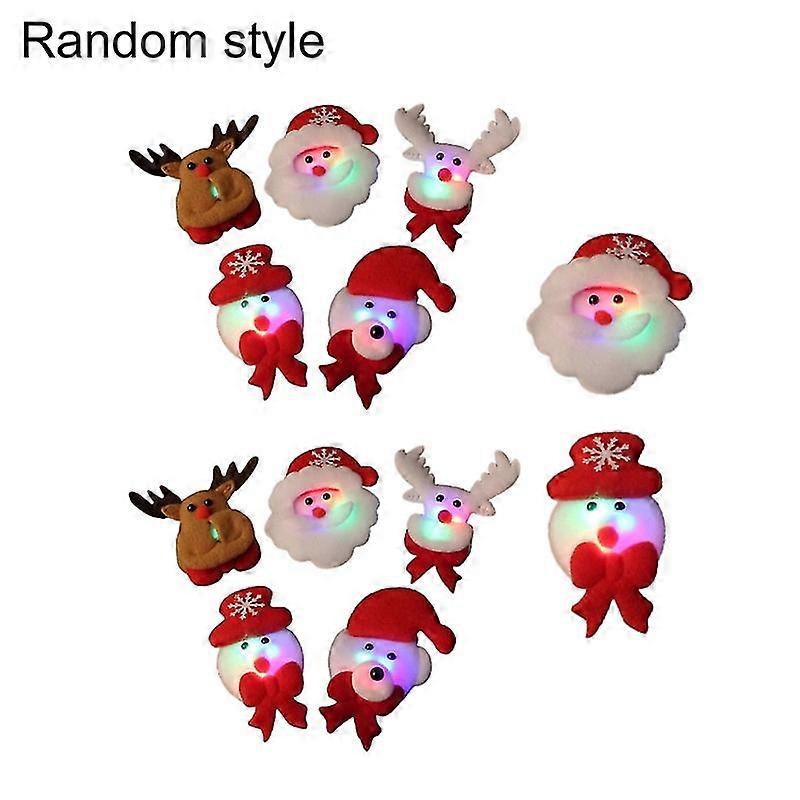 12 قطع LED دبابيس بروش لطيفة المظهر ديكور خفيفة الوزن الإضاءة عيد الميلاد الملونة بريق بروش