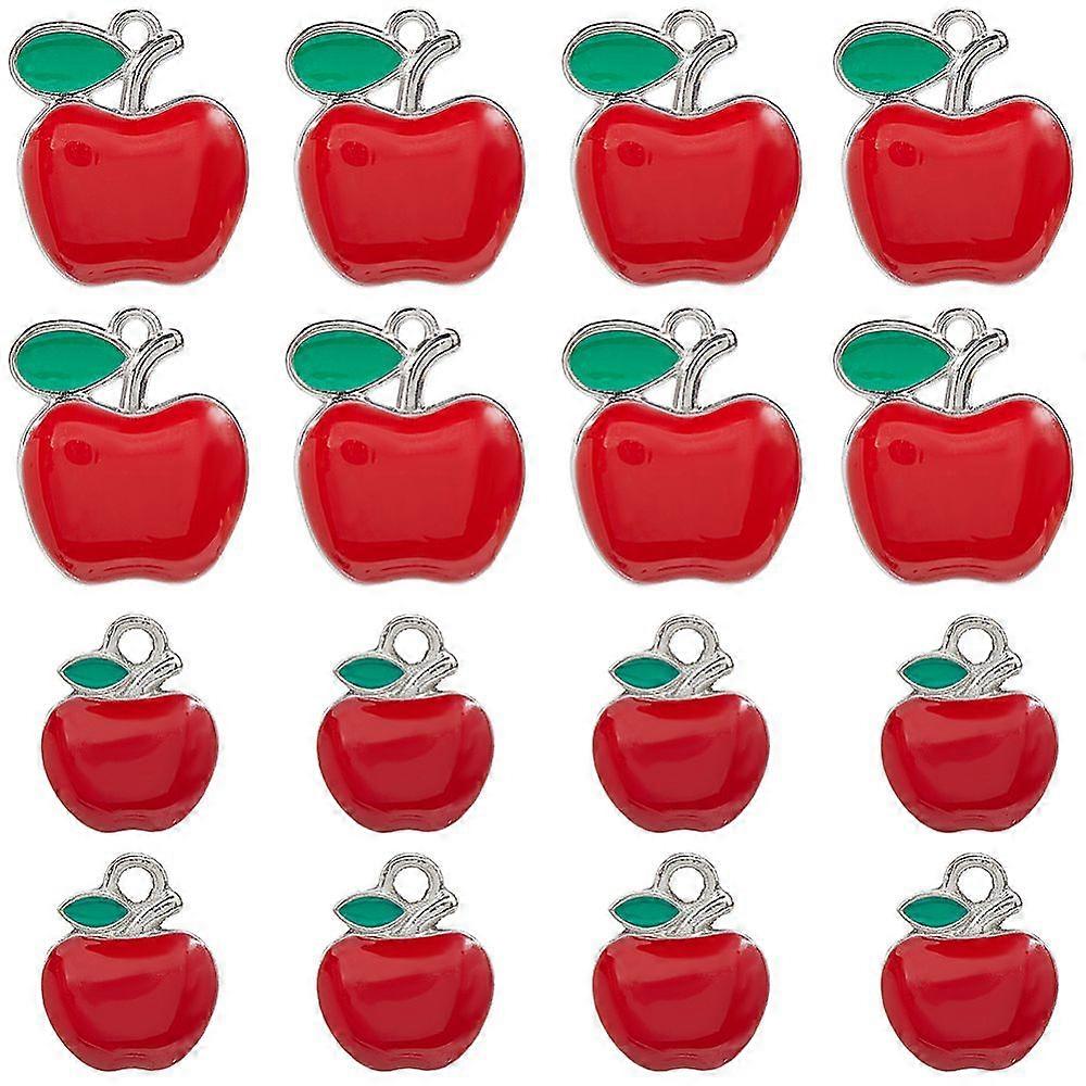 40Pcs 2 Styles Alloy Enamel Pendants Apple Charm Red 18.5~23.5x15~20x3.5mm Hole: 2~3mm 20pcs/style