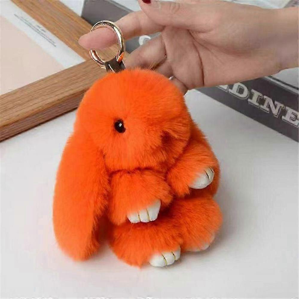 Adorable Fur Bunny Fluffy Rabbit Plush Toy Keyring Bag Charm Pendant Keychain