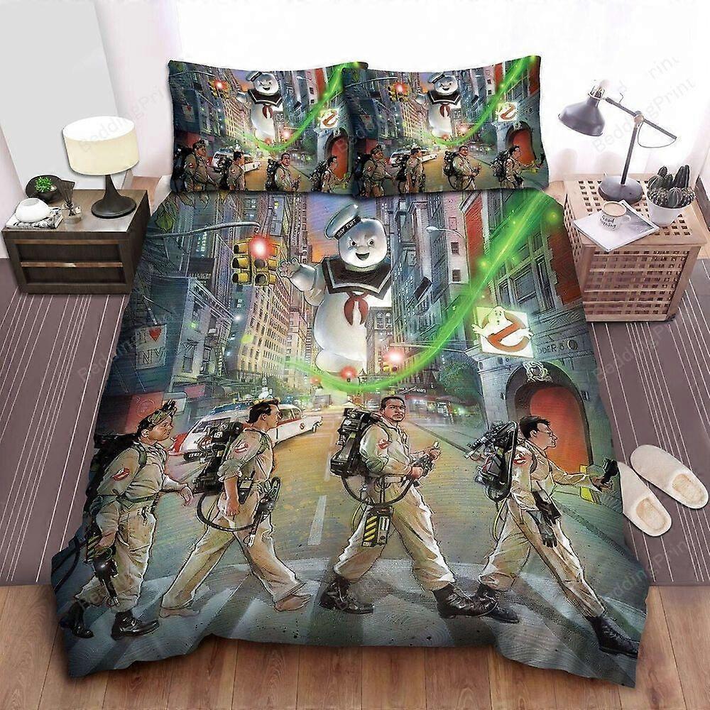 v380 Lenzuola Ghostbusters Scientists Team Wal dall'altra parte della strada Set di biancheria da letto copripiumino in piumaSet di biancheria da letto da 3 pezzi (1 copripiumino + 2 copricuscino)