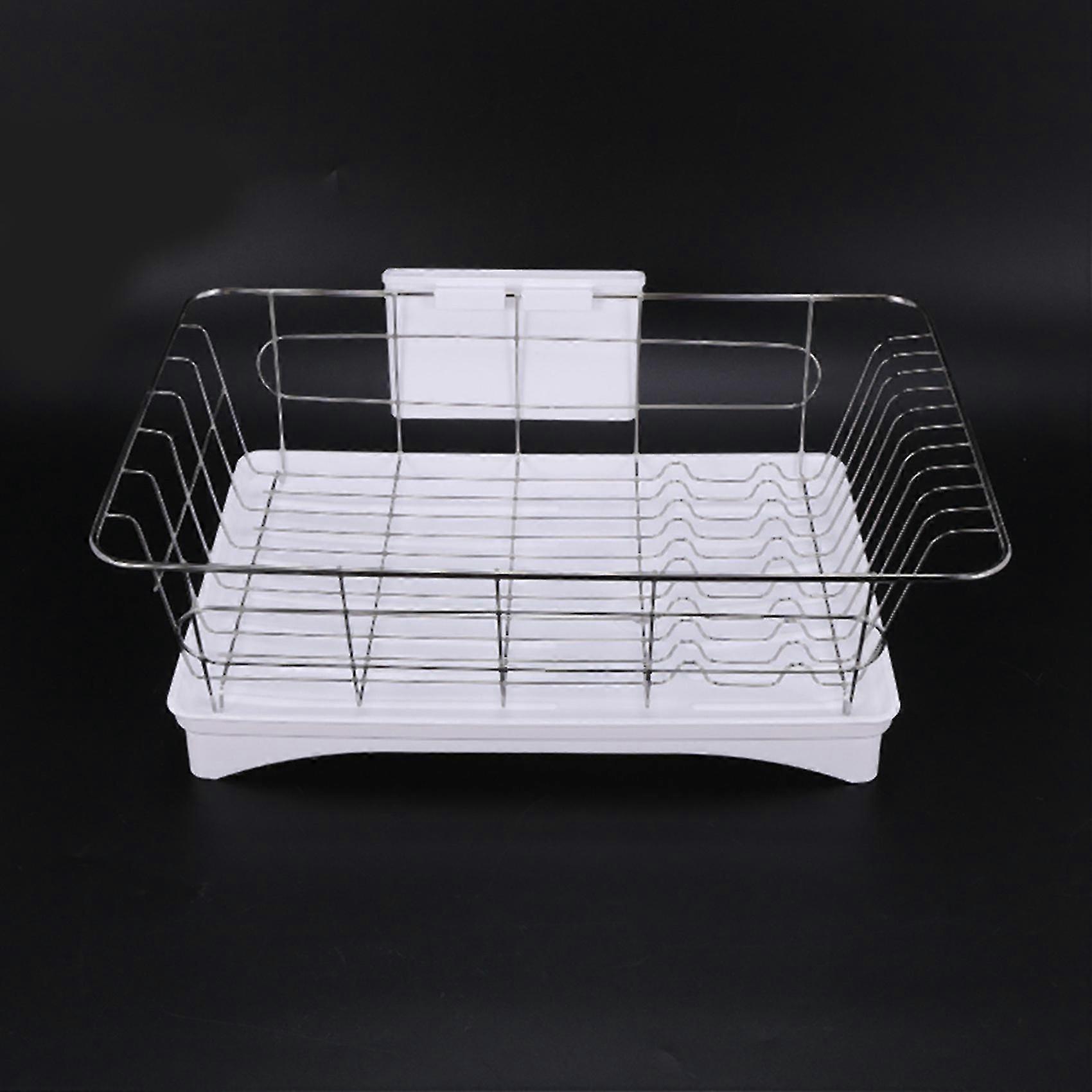 Dish Rack, Rustproof Kitchen Dish Drying Rack with Drainboard & Utensil Holder