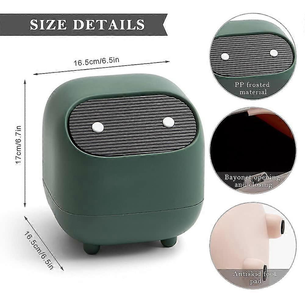 Cute Mini Desktop Trash Can, Pressure Lid Creative Lovely Desktop Decoration, Double Layer Push Type Ninja Shape, Kitchen Bathroom Desk Kids Room