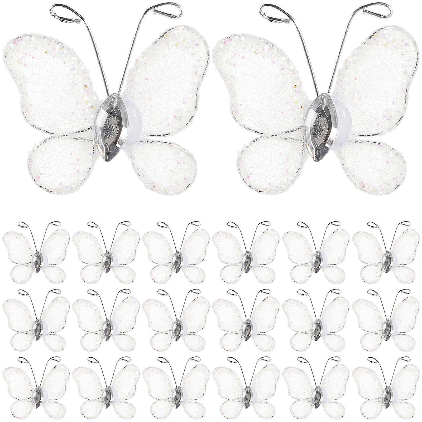 50pcs Sheer Mesh Wire Glitter with (White)