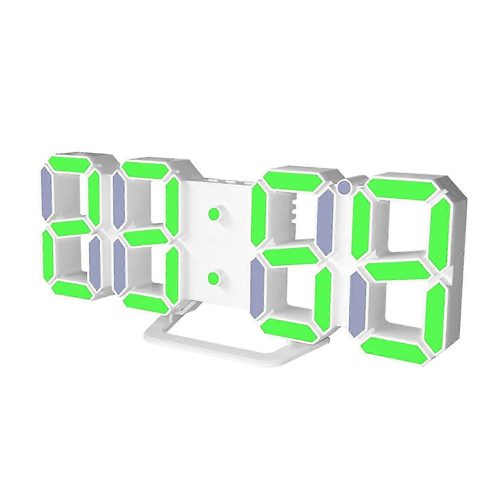 Digital 3D LED Wall Desk Clock Digital Alarm Night Light Brightness Adjustable