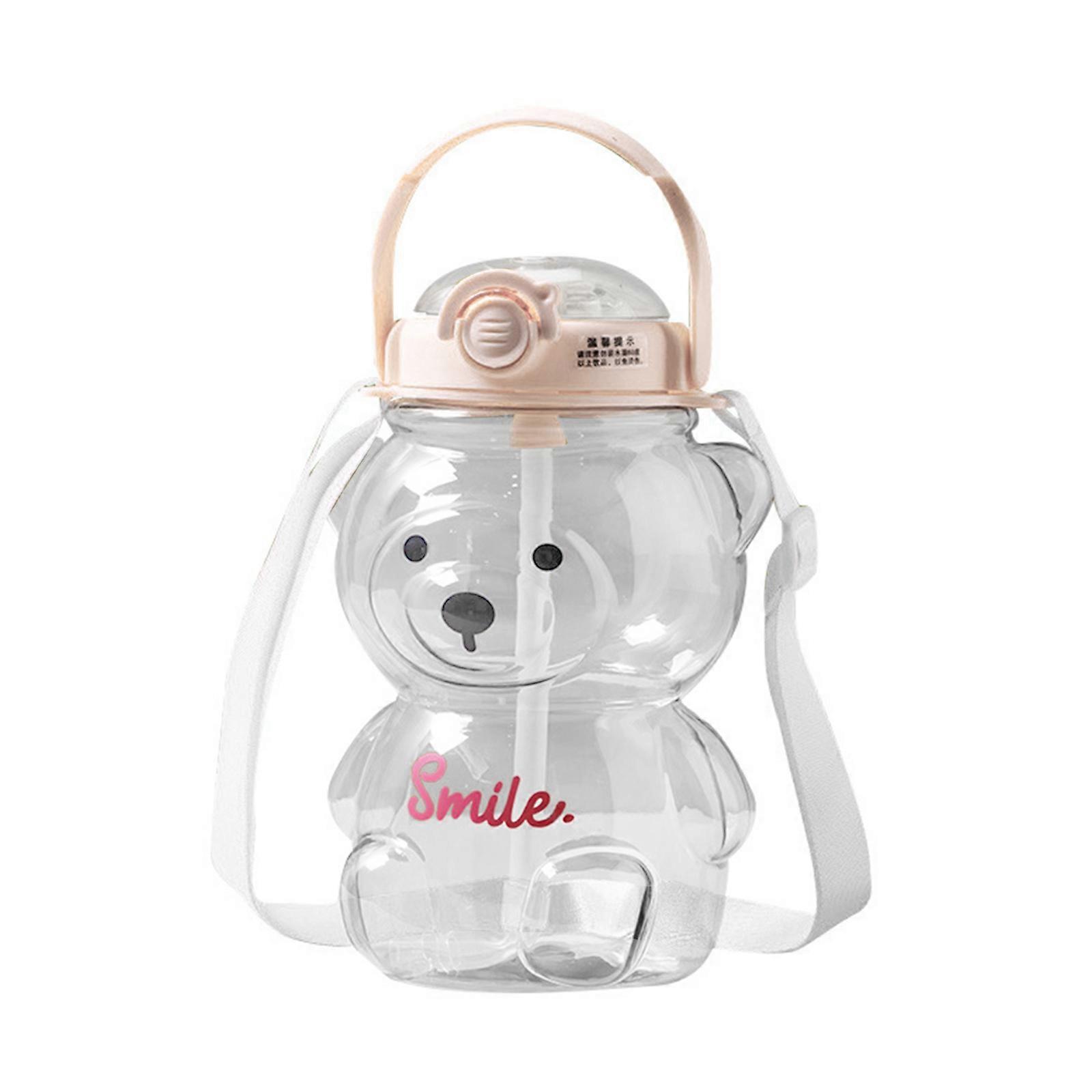 Water Cups Reusable Bottle With Straw with Carry Strap 1000ml Bottle Jugs 1000ML Large Capacity Bottle With Straw White