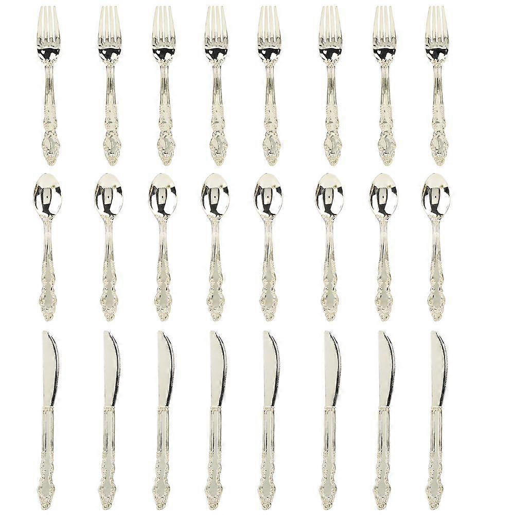 Beautiful Elegant Plastic Knife Fork Spoon Kit Tableware Set for Wedding Party