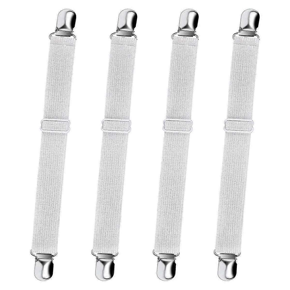 Elastic Fitted Sheet Tensioner, Adjustable Retainer Strap Fastener for Bed, Sofa (4 Pack)