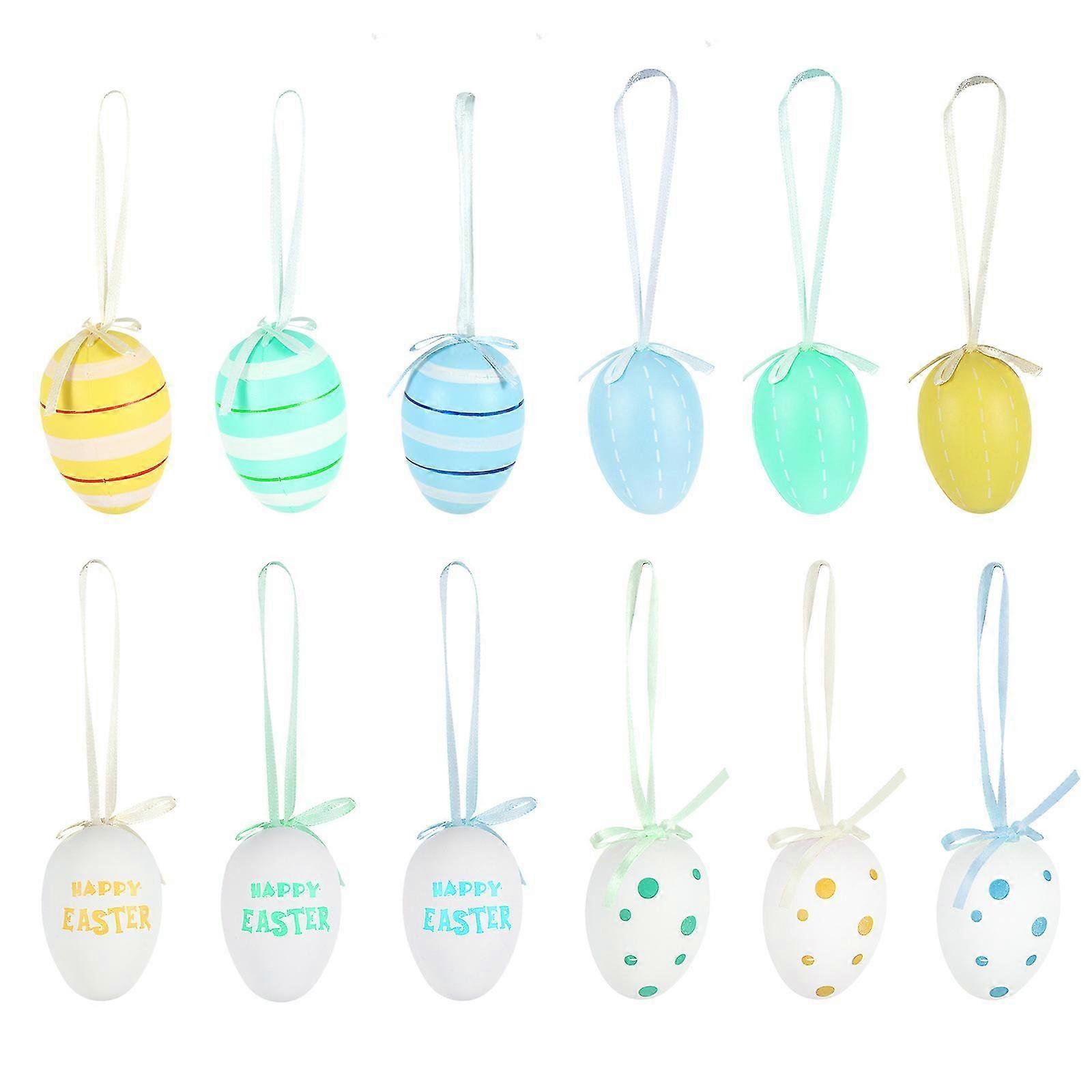 18pcs Creative Diy Easter Egg Decorative Plastic Egg Pendant Party Decorations