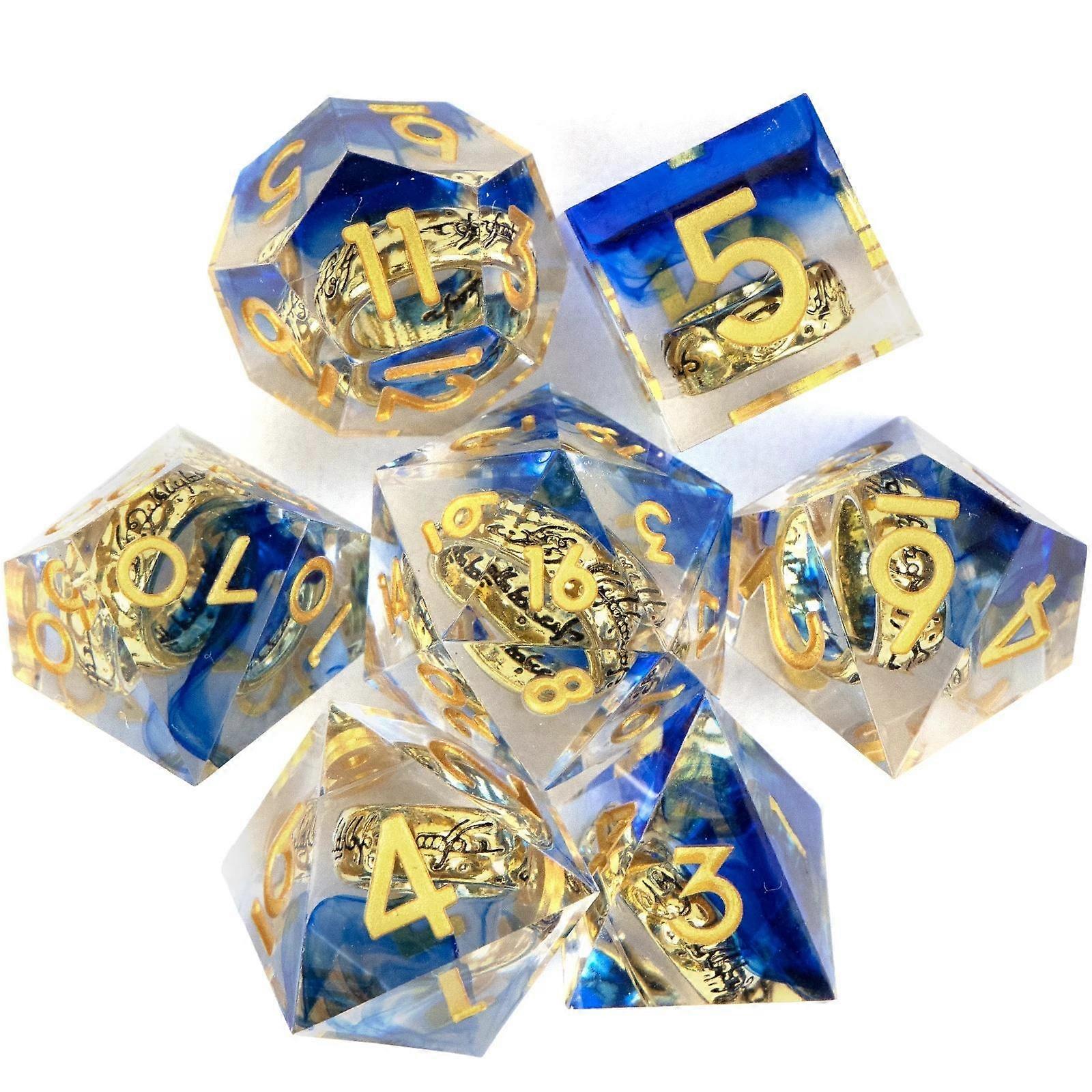 7Pcs/set Resin Ring Number Polyhedral Dice for Role-Playing RPG Board Game Toy