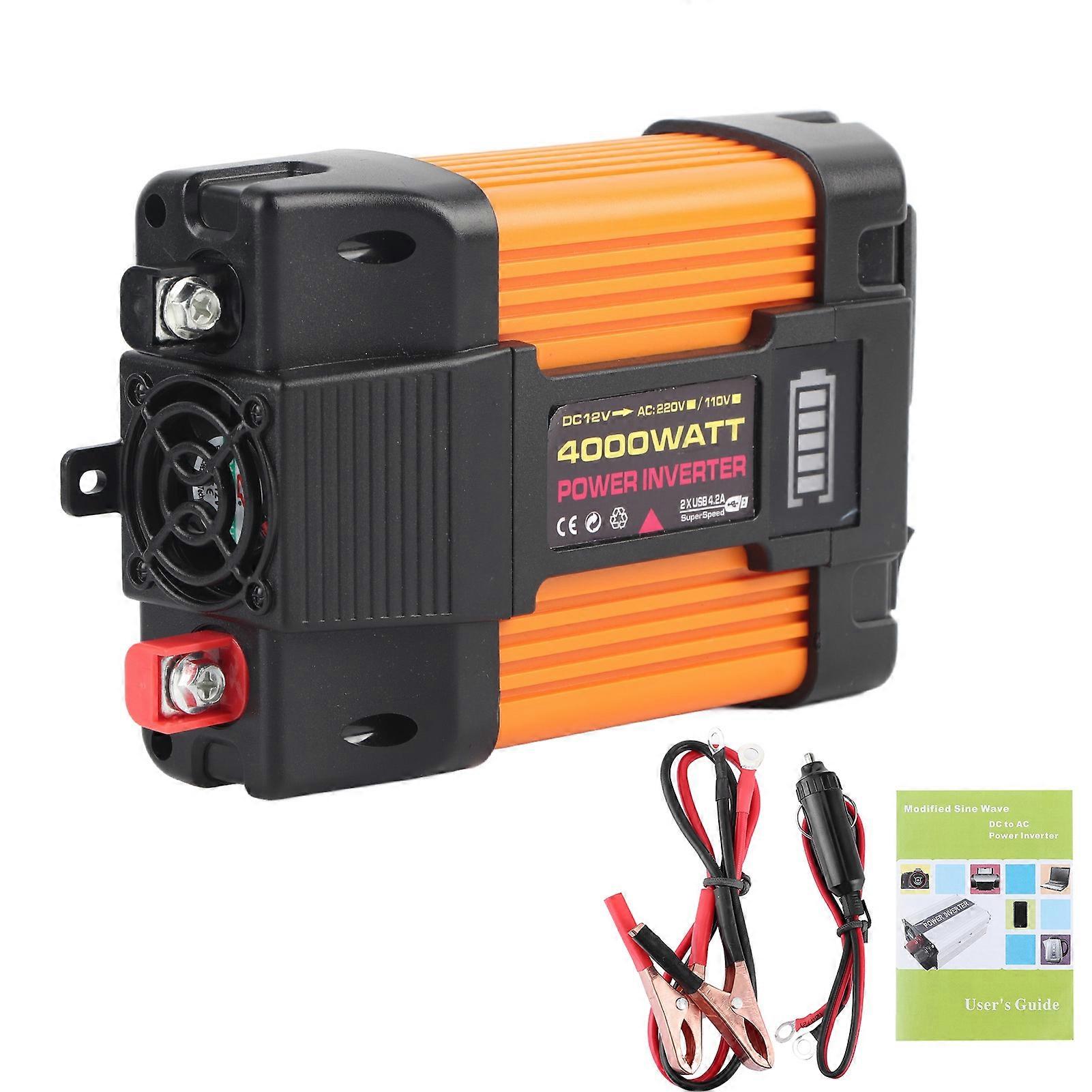 Auto-Wechselrichter, Dual-USB, 4000 W, Auto-Stromrichter, modifizierter Sinus-Transformator (DC12VAC220V)
