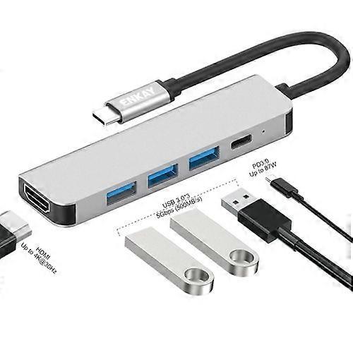 ZRUXE HB-246 Hat-Prince 5'i 1 Arada Hub Tip C 4K HDMI Dönüştürücü Bağlantı İstasyonu USB 3.0 Adaptörü