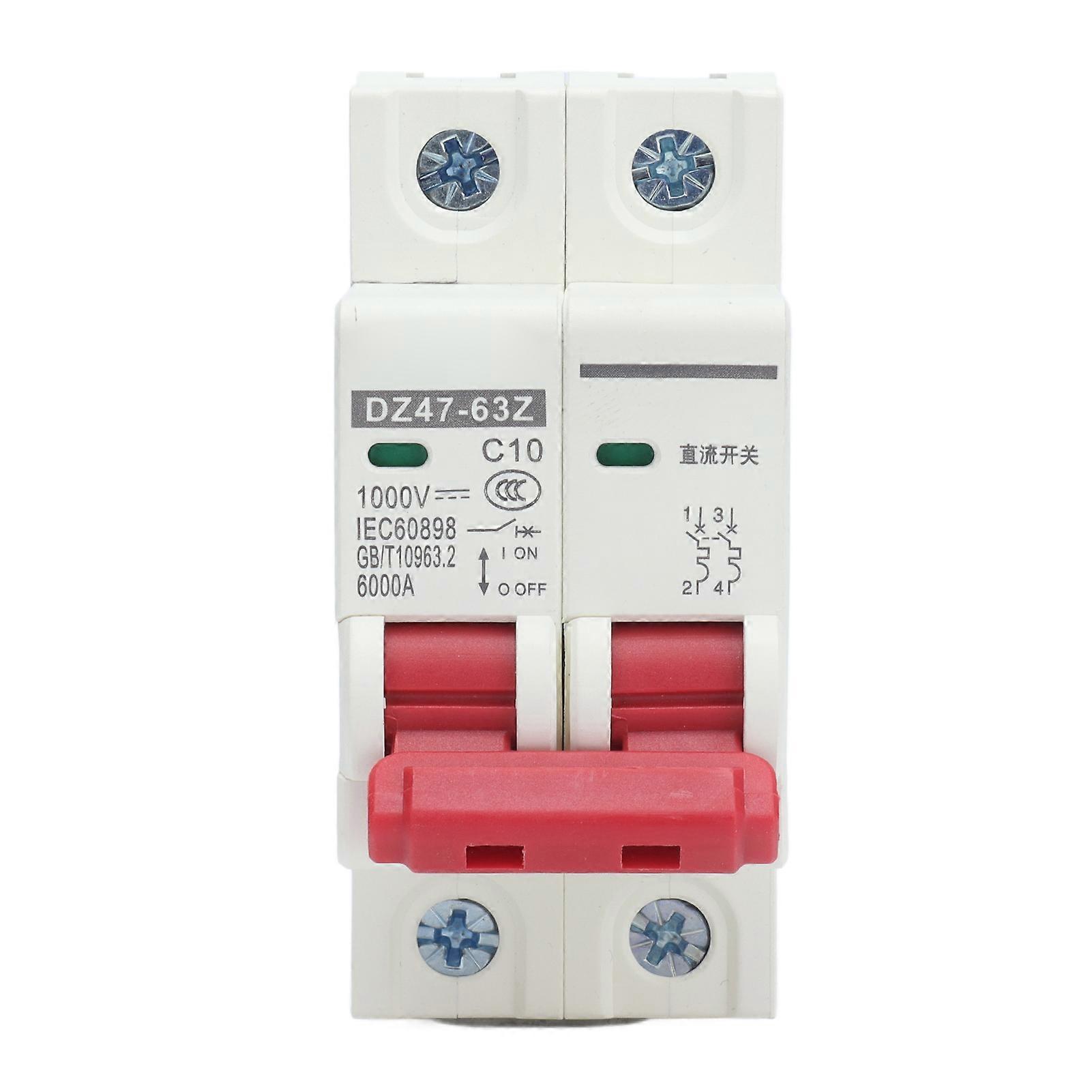 Rankomu2 Polos1000 V10 A M P Insulator Miniature DC Circuit Breaker 2 Polos 1000V 10A Insulator for Solar Photovoltaic System DIN Rail Assembly