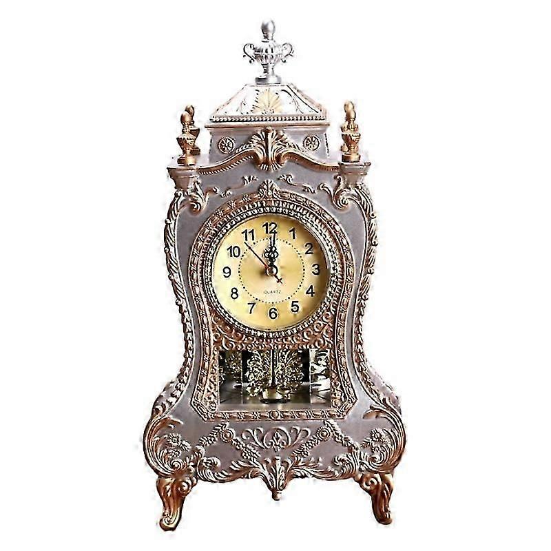 Antique table clock living room decoration clock silent sweep second watch time-Good