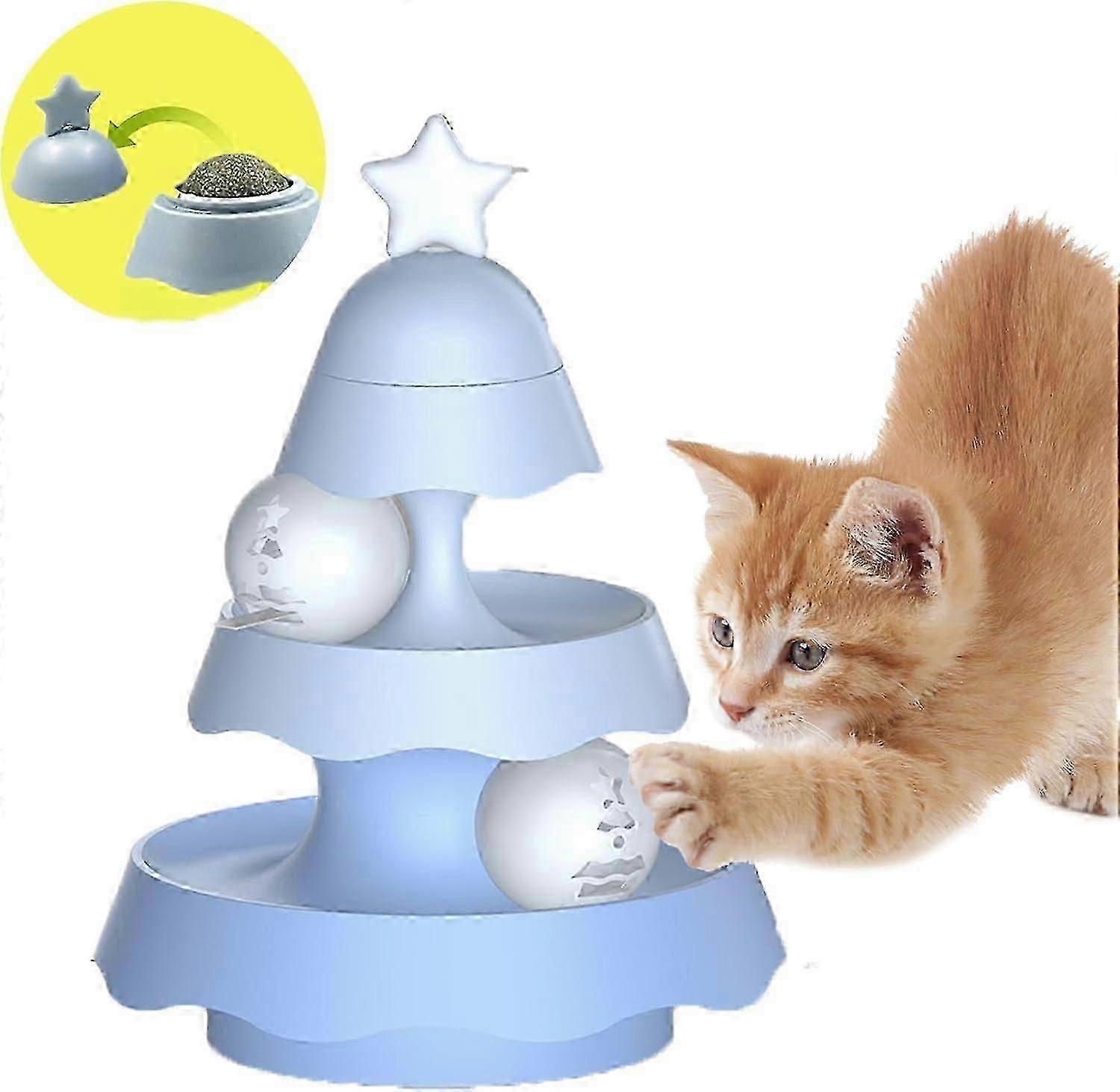 Cat Ball Track Toy,Roller Cat Ball Toys with Catnip Ball,Interactive Cat Toy,Cat Puzzle Toy,Cats Ball Track Toys for Gifts Birthday, Holiday