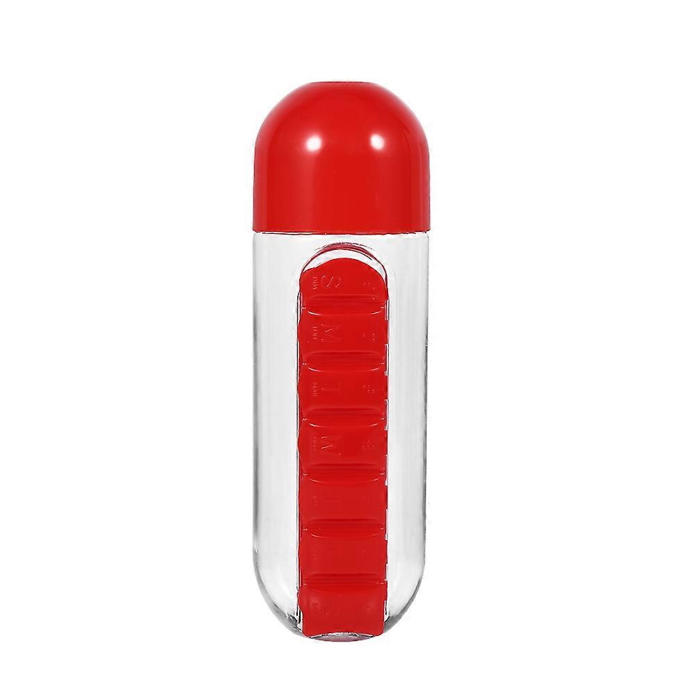 1Pc Multi-functional Combine Seven Compartments Pill Case Organizer With Water Bottle 1-Piece Design Portable Pill Case
