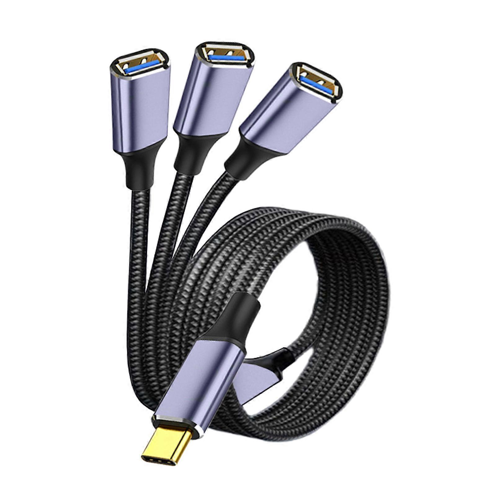 Multi Charging Cable USB C Splitter Cable 2/3 in 1 Fast Charging Cord with 2/3 USB 2.0 Female Port for Phone Tablet