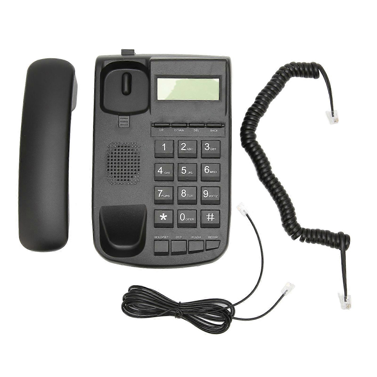 Wired phone with caller ID, large button, volume adjustment, wall mounted desktop wired phone with LCD backlight