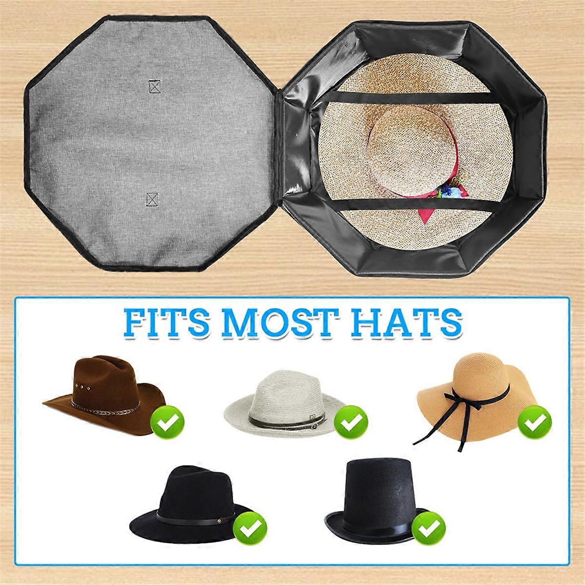 Hat Organizer Case for Bucket Hats Cowboy Hats Fedoras Black