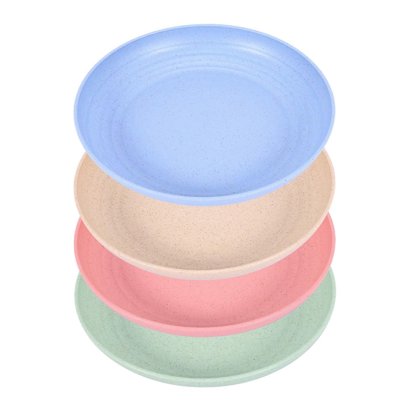 4Pcs 10 Inch Wheat Straw Deep Dinner Plates - Plastic Dinner Plates