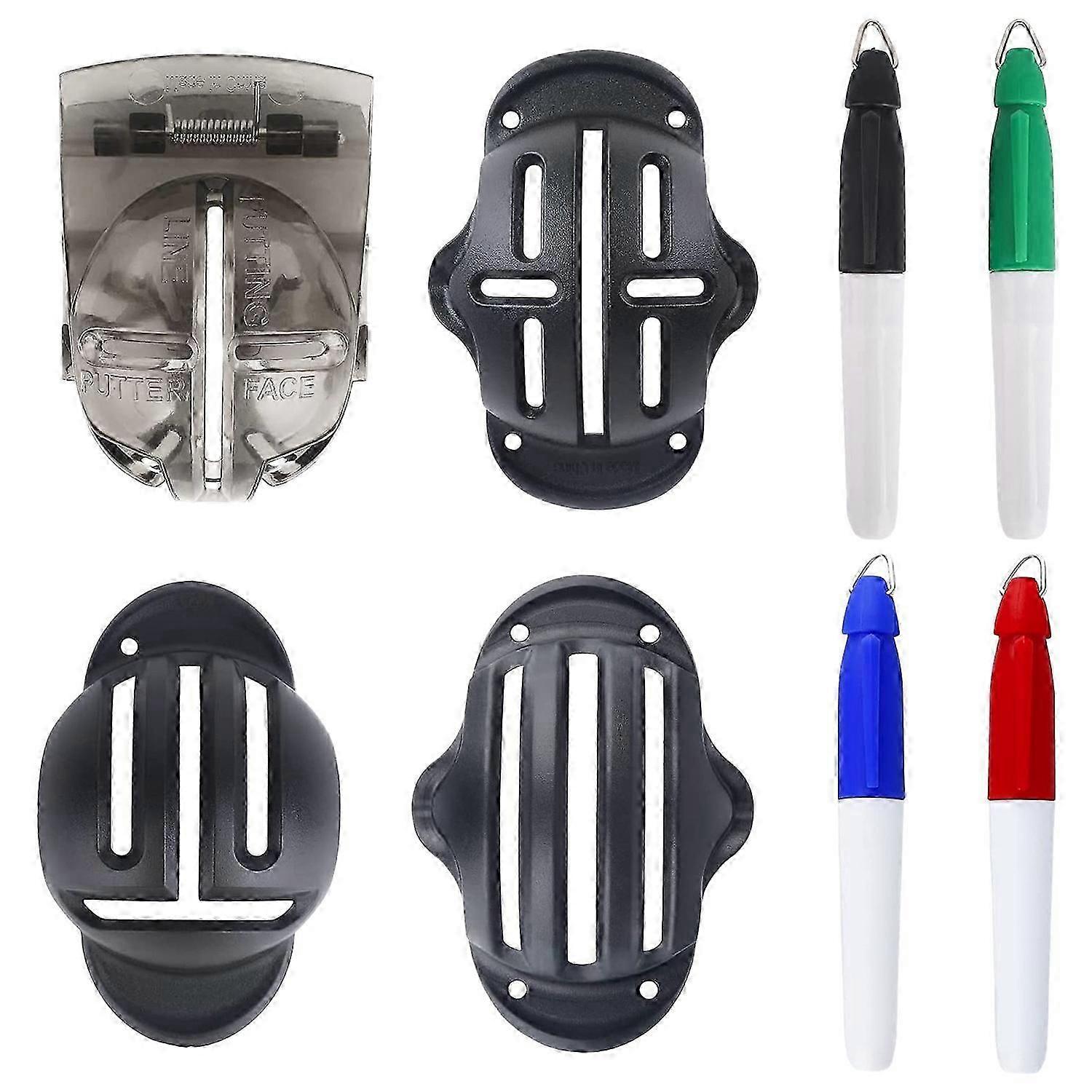 Golf Ball Line Marker Golf Alignment Kit with Marker Pen Triple Track Putter Stencil Spring Clamp B