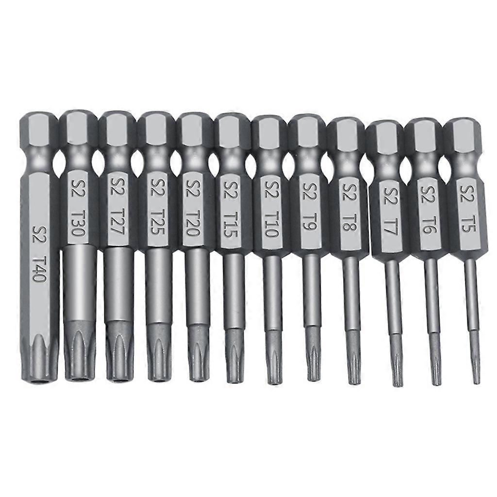 11/12pcs Tamper Proof Security Drill Bit Set Torx Screwdriver Flat for Head 1/4" Hex Bits Driver