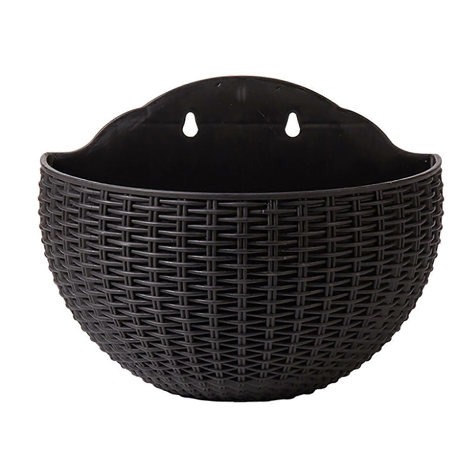Imitation Rattan European Style Rustic Decorative Semicircle Plastic Hanging Planter Pot Wall Flowerpot Size L