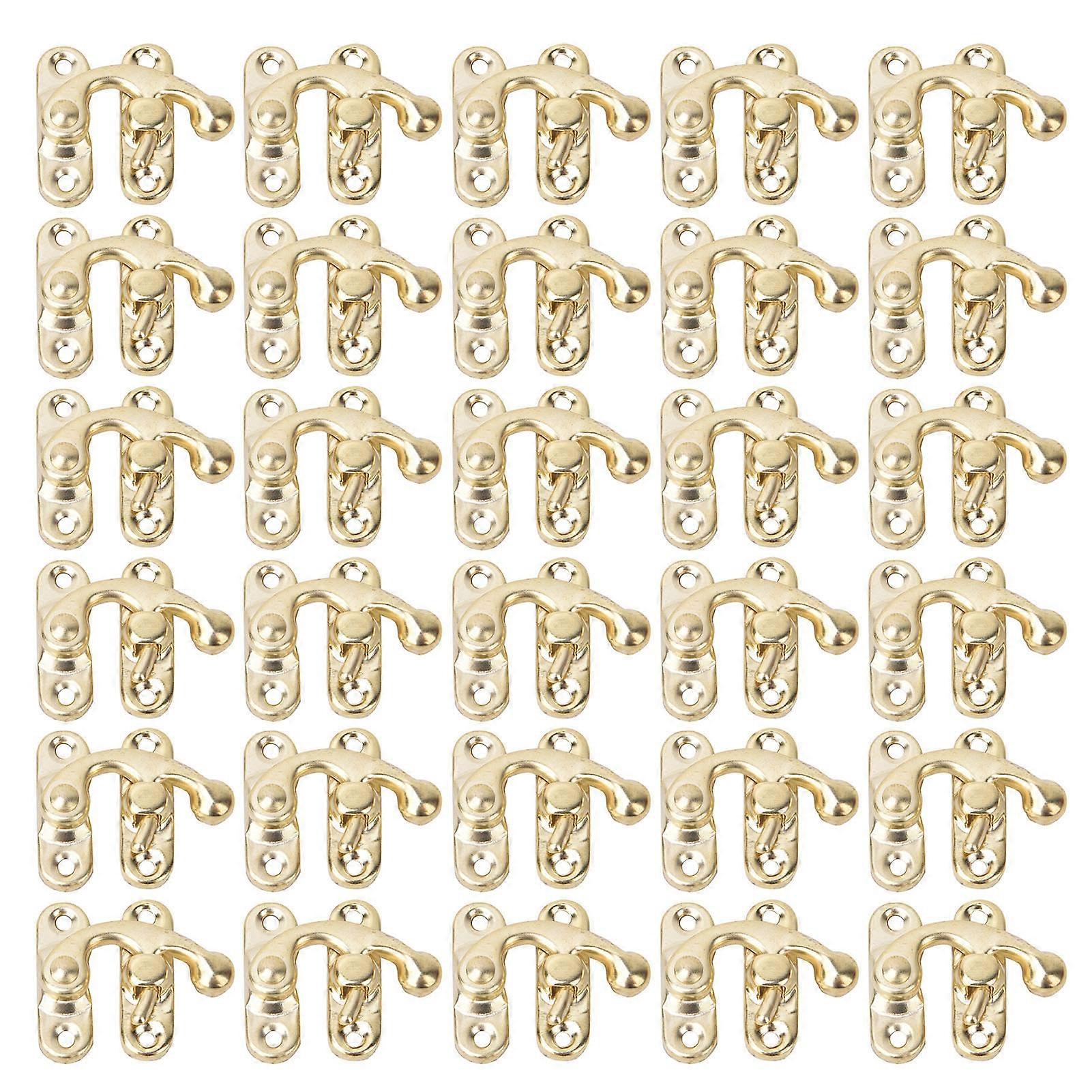 Lot de 30 loquets à crochet en fer de style rétro pour boîtes à bijoux et cadeaux, 3,2 x 2,8 cm, jaunes, à droite