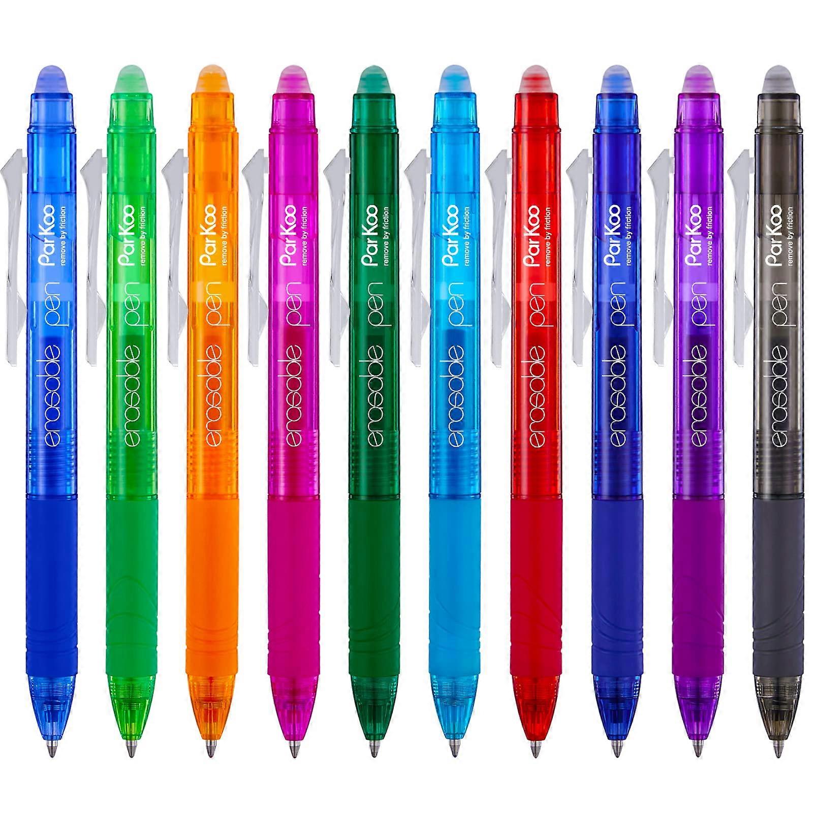 10 pack retractable erasable gel for pens drawing fine point 0.7mm