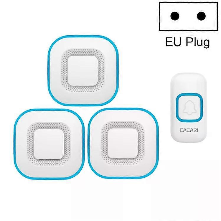Wireless Music Doorbell-No Battery,EU Plug,White-CACAZI V028F White