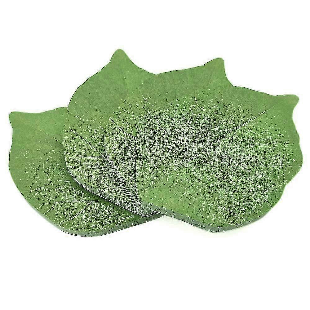 4pcs Beautiful Green Leaf Shaped Sticky Notes Stickers