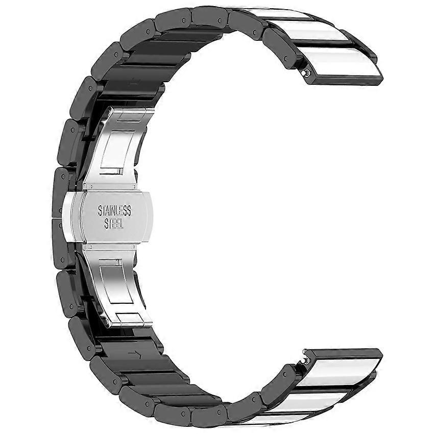 Universal 18MM Watch Strap Ceramic Strap Triple Bead Strap Accessories for 18MM Universal Watch Band (Black and white)