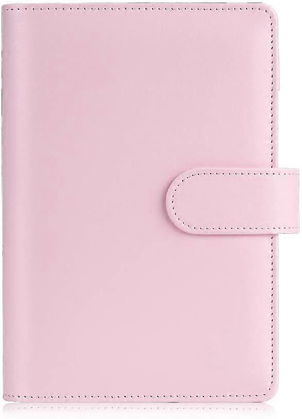 A6 Notebook Binder, 6 Ring Planner with Stylish Design, with Magnetic Buckle Closure (Pink)