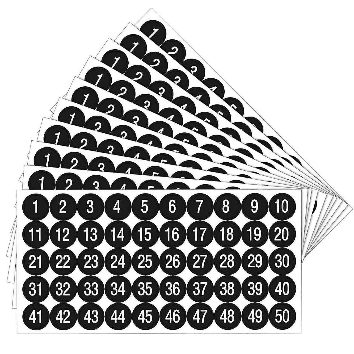 20Pcs 1 to 50 Number Stickers for Inventory Storage Classification
