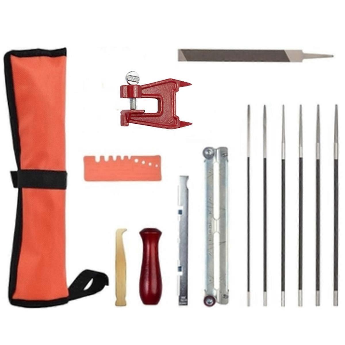 14 Pack Chainsaw File Kit, Chainsaw Sharpener with Stump Vise