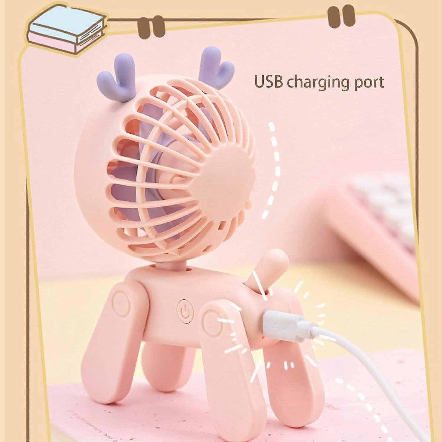 Small Quiet Portable Table Fan (Pink)