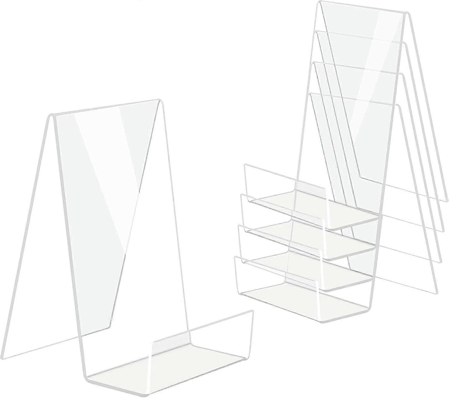 10 Pack Transparent Acrylic Book Display Stands - Ideal for Holding Magazines Comics and Devices with Book Stands for Display