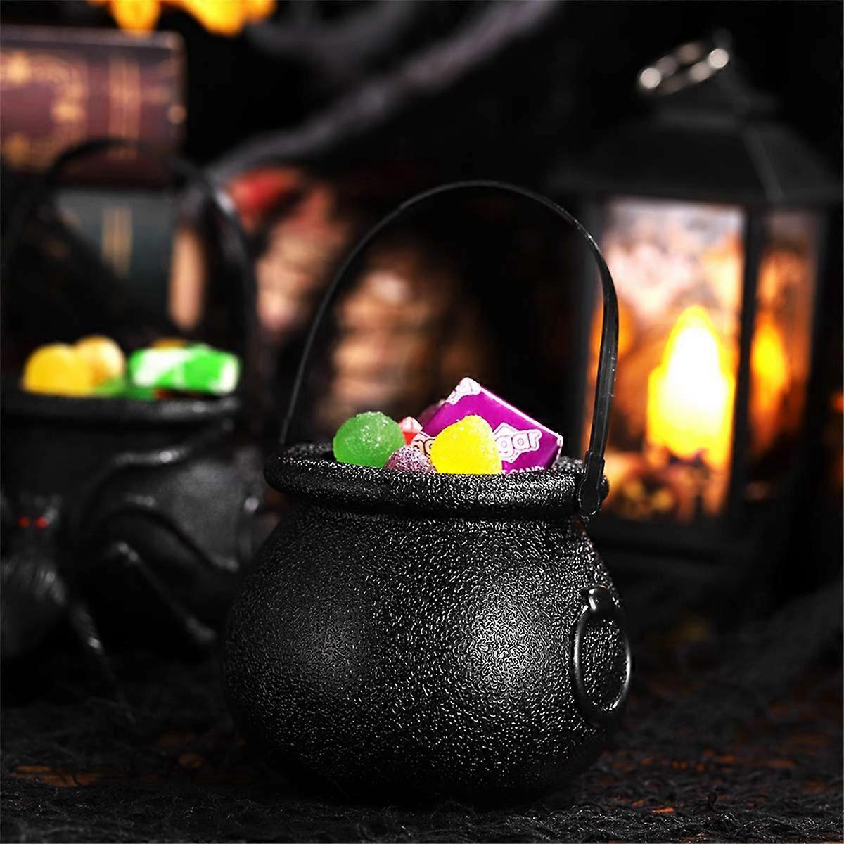 12Pcs Mini Candy Kettles Witch Skeleton Cauldron Holder Pot