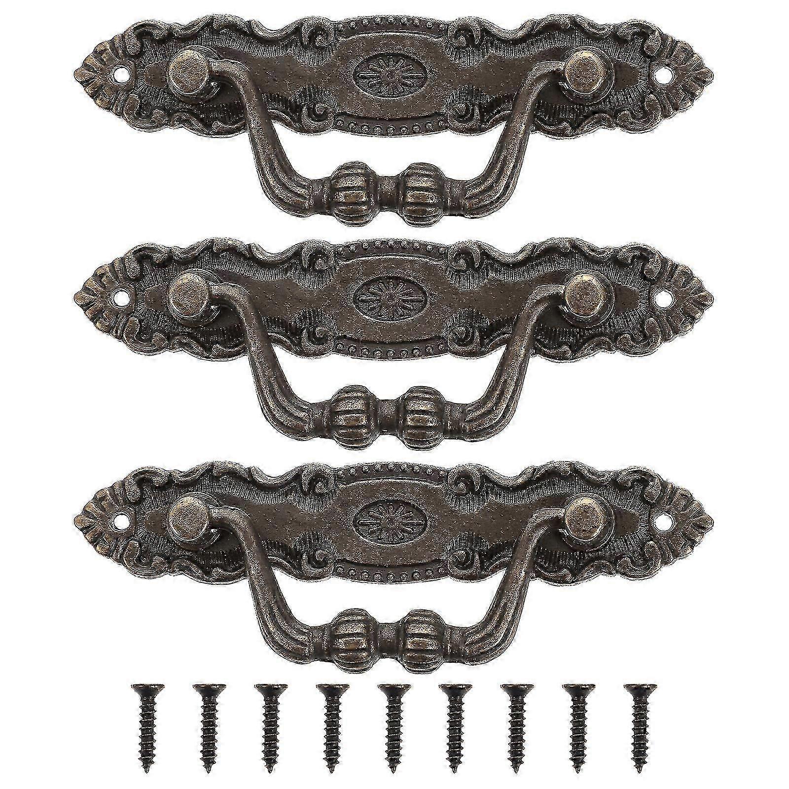 LM 3 Sets Vintage Furniture Vintage Cabinet Handle Bronze Cabinet Handle Retro Drawer Metal Cabinet Knob Drawer Knobs Vintage VRC