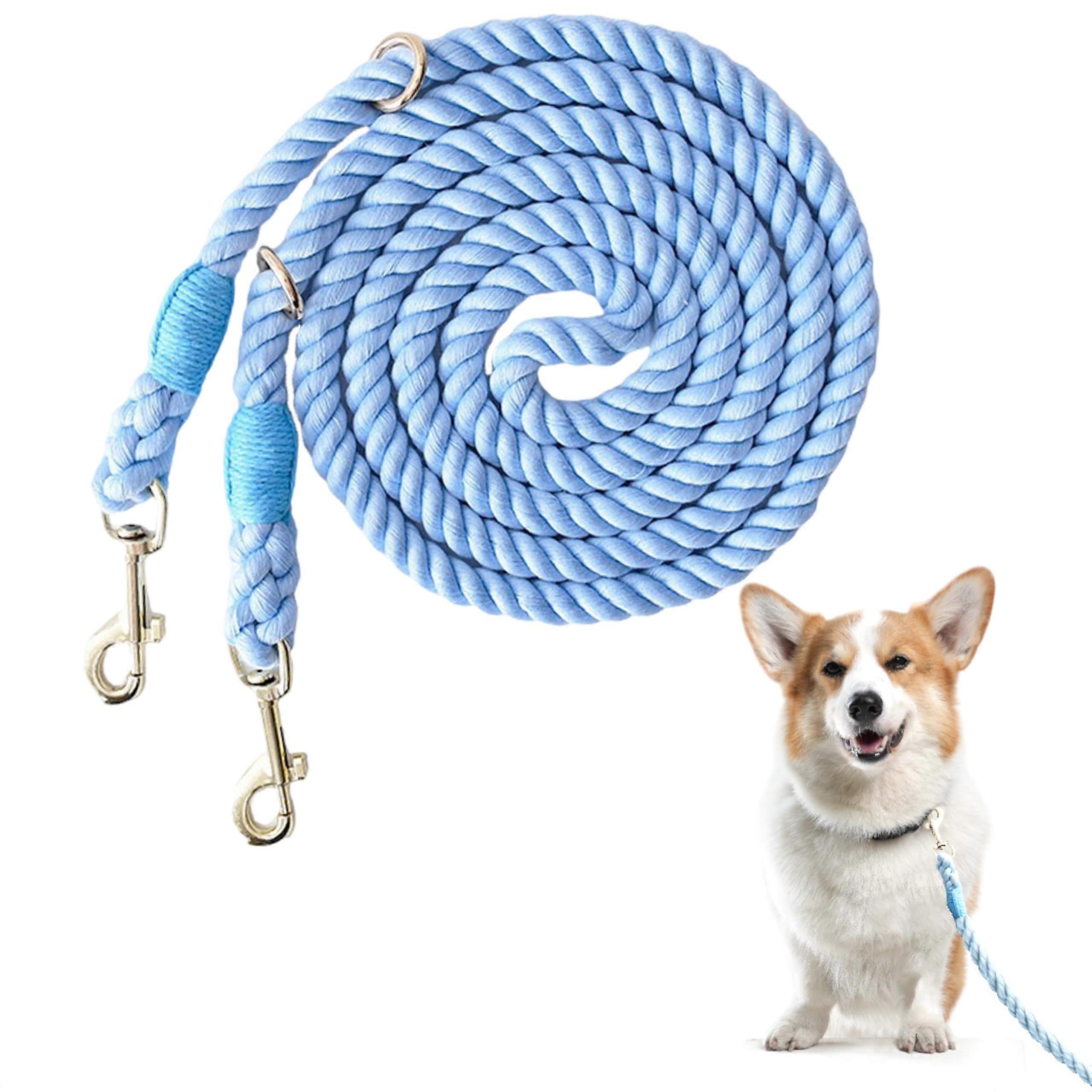 Hands Free Rope Leash - Adjustable 5 Ft Leash for Dogs Up to 44 Lbs, Comfortable for Walking, Running, Hiking, Blue