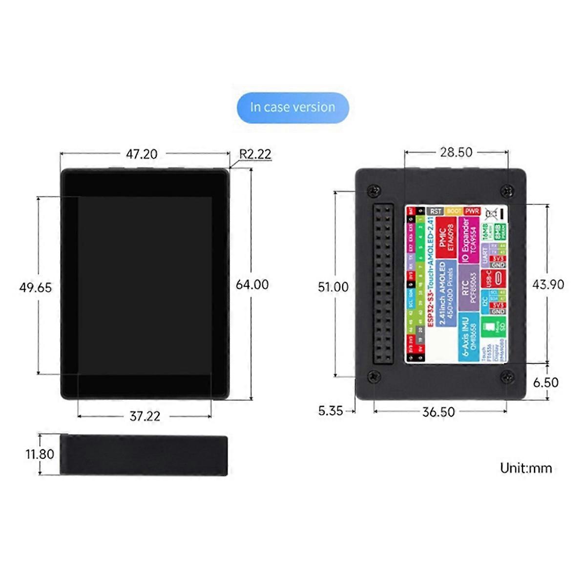 ESP32-S3 2,41 Zoll AMOLED Touchscreen Entwicklungsboard 600x450 ESP32 Display mit Gehäuse für HMI LVG