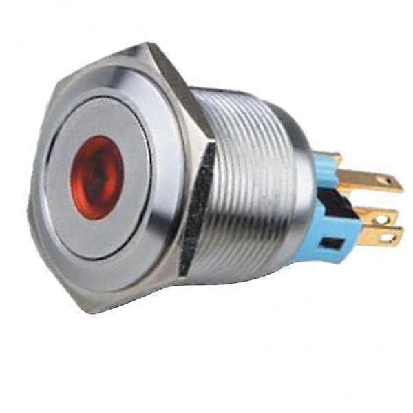 2X Stainless Steel 12V LED Push Button Switch 1NO / 1NC Red Self-Locking