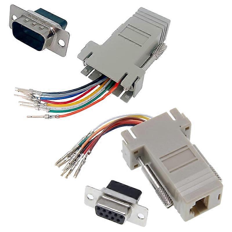 10Pcs DB9 to RJ45 Modular Adapter, DB9 to RJ45 Female Jack Adapter