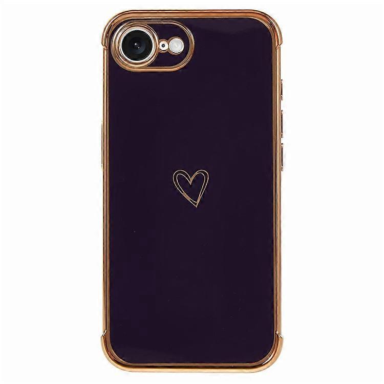 Compatible For iPhone 16e Case Love Heart Pattern TPU Phone Cover Electroplating Edge