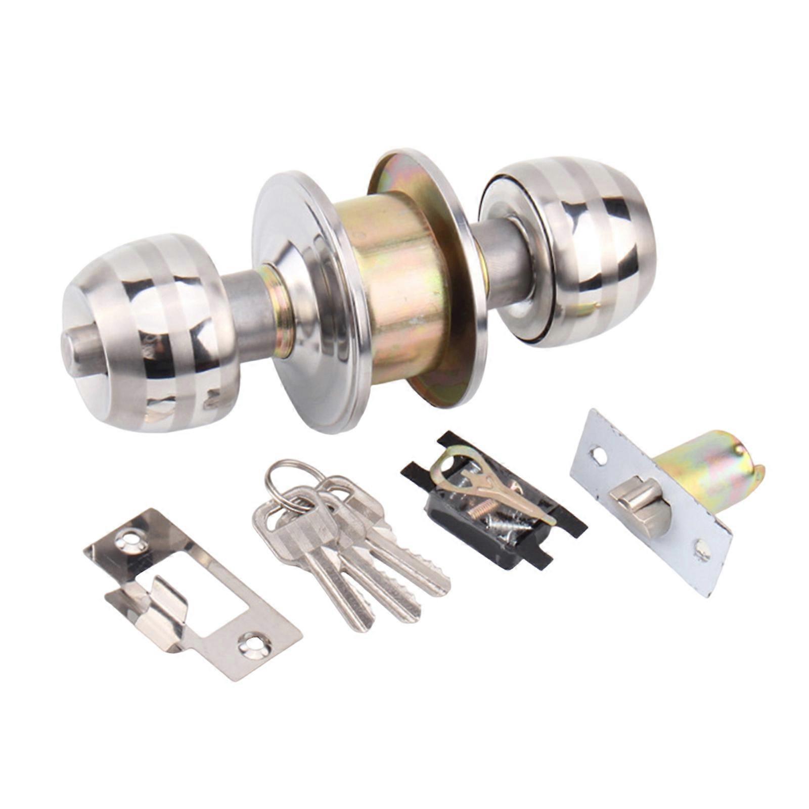 Round Door Knobs Knobset with Keys Interior Door Handles Round Door Knobset Handle for Entrance Passages Lock Enduring