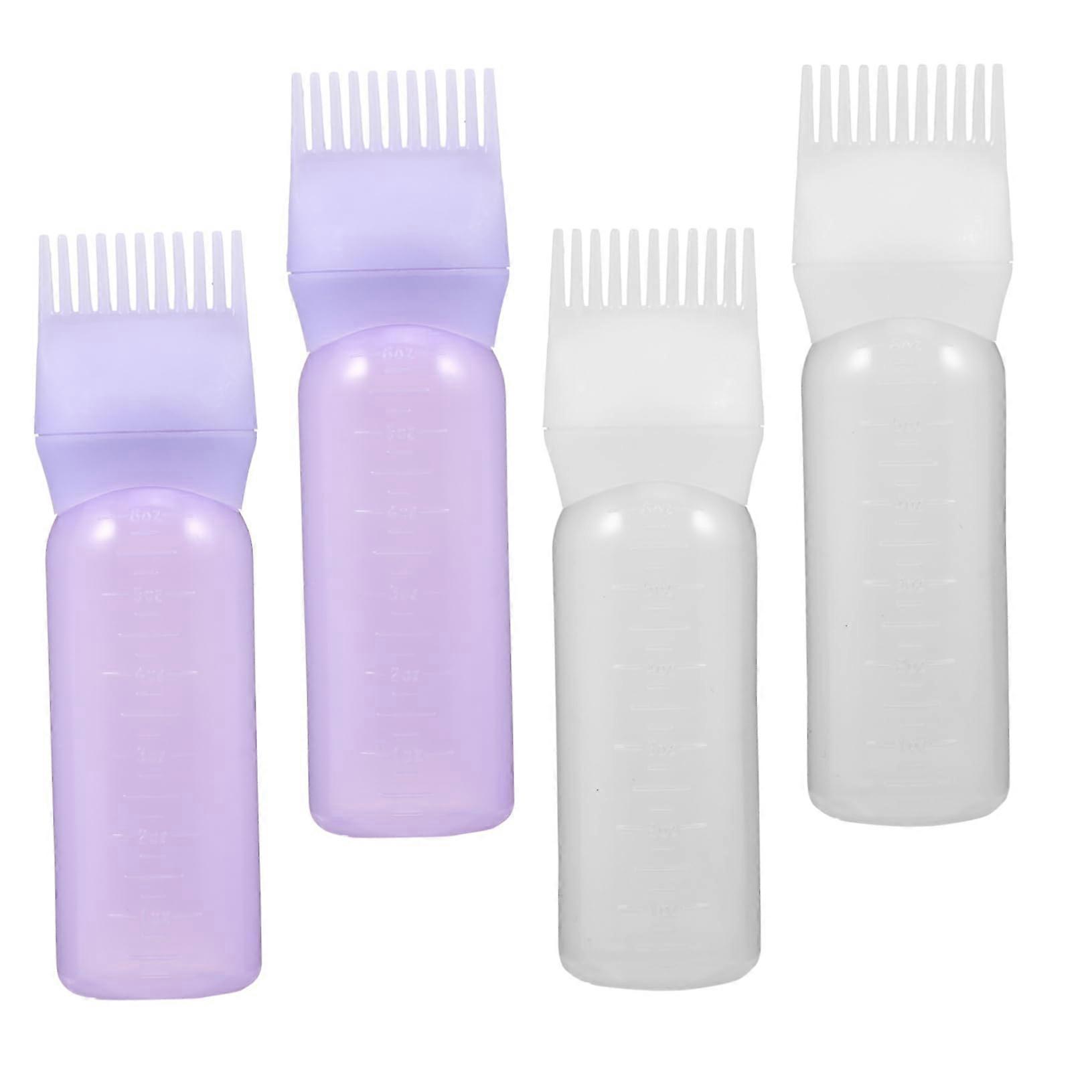 Hair Applicator Bottle with Comb Set - 4 Plastic Hair Coloring Bottles for Professional Hairstylists and Home Use